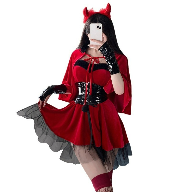 Women'S Red Accessories - Red Devil Women Cosplay Costume 6Pcs