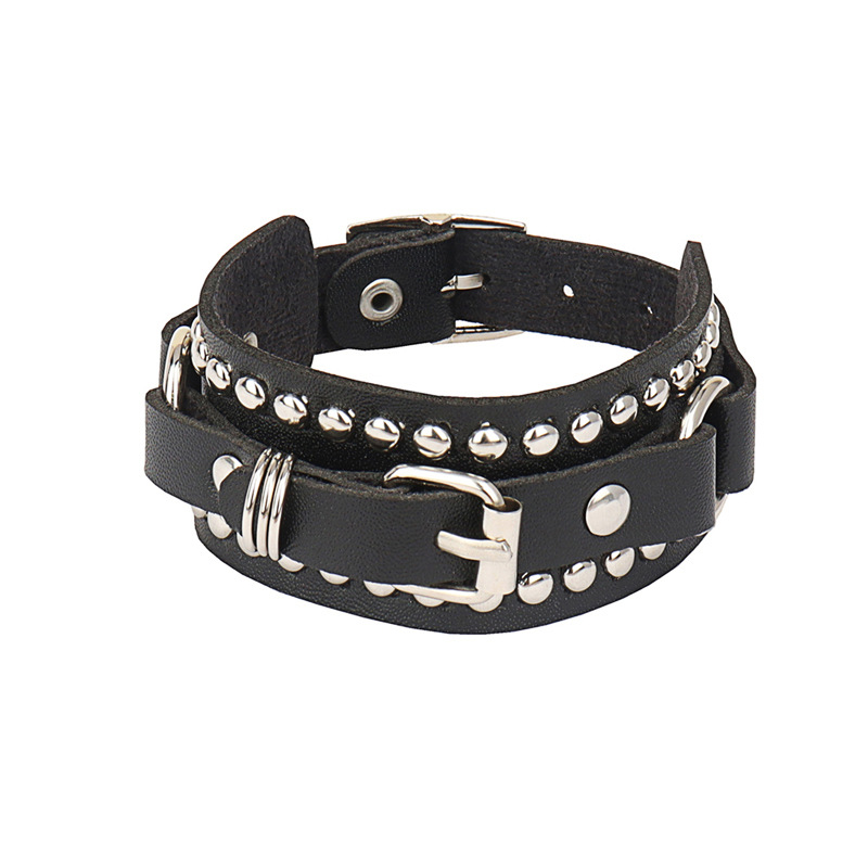 Goth Black Leather Wristband B - Women'S Emo Accessories recension och pris
