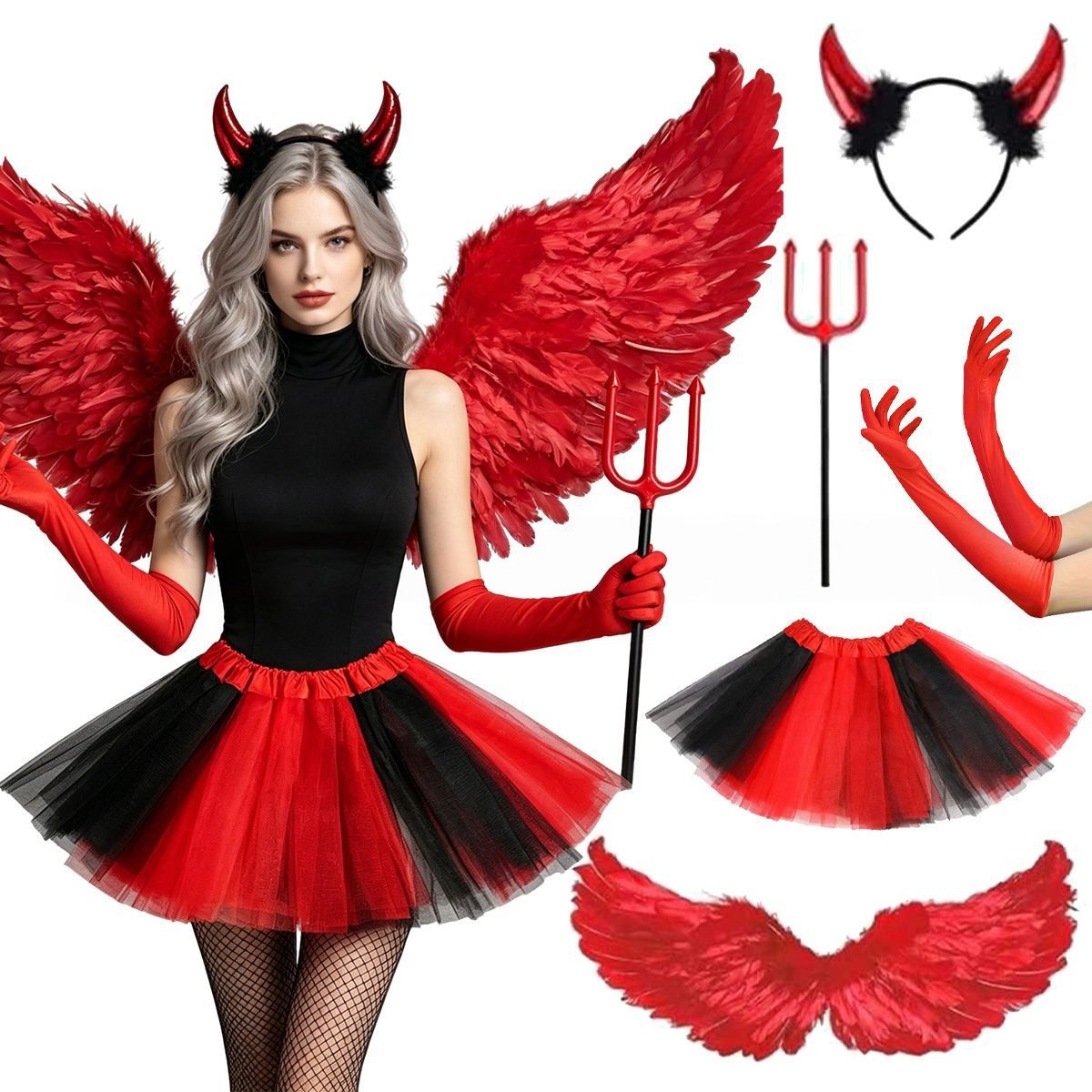 Halloween Cosplay Red Devil He - Women'S Red Accessories recension och pris