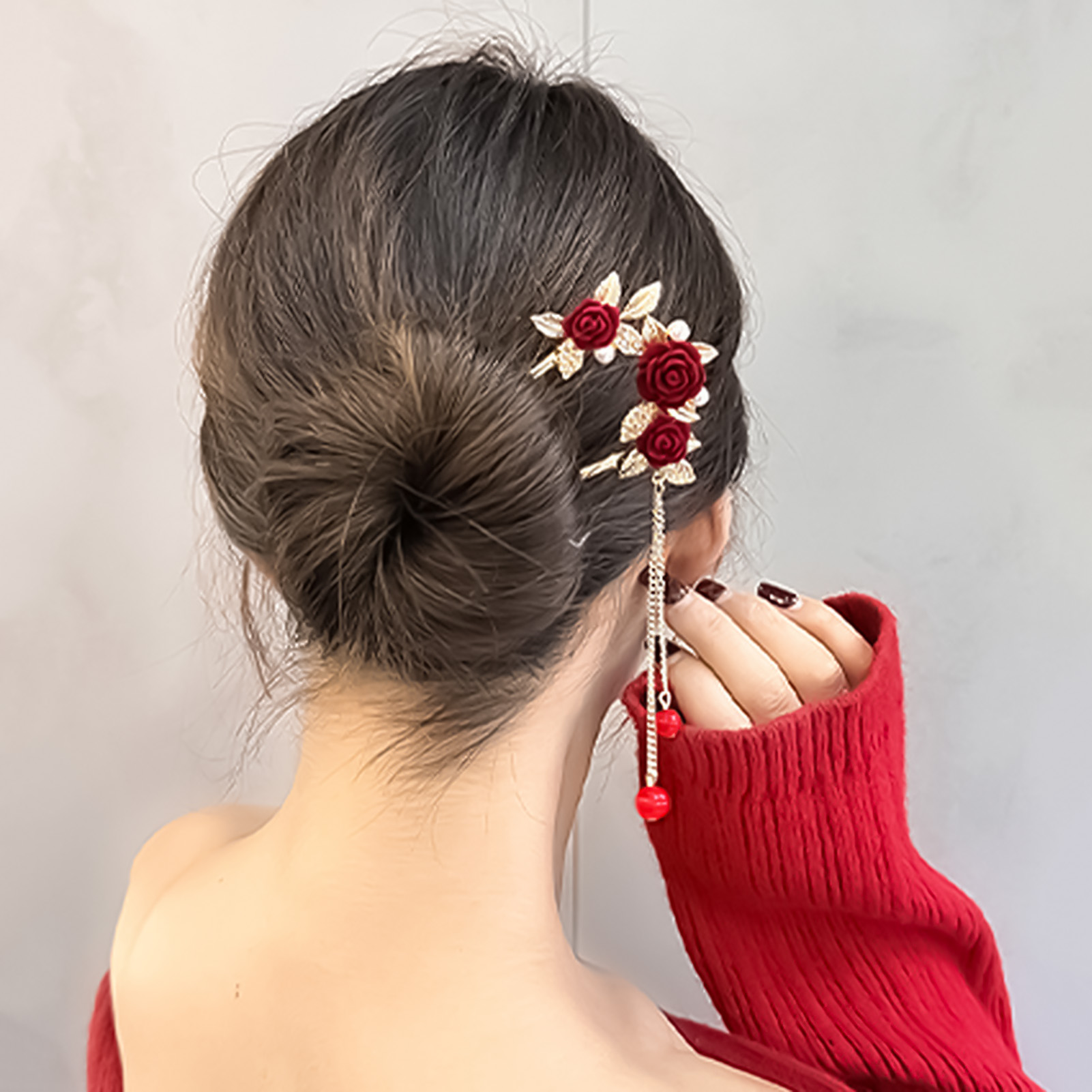 Chinese Style Rose Flower Hair - Women'S Red Accessories recension och pris