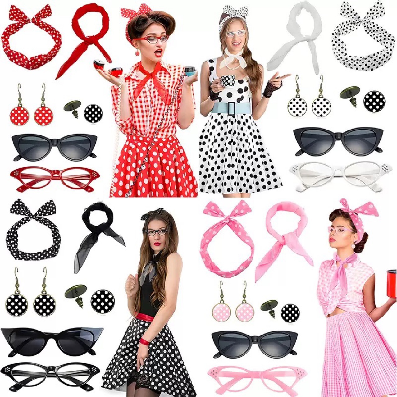 1950s Retro Hippie Party Women - Women'S Accessories In The 1950S recension och pris