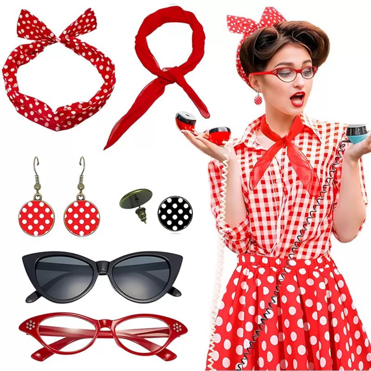 1950s Retro Hippie Party Women - Women'S Accessories In The 1950S recension och pris