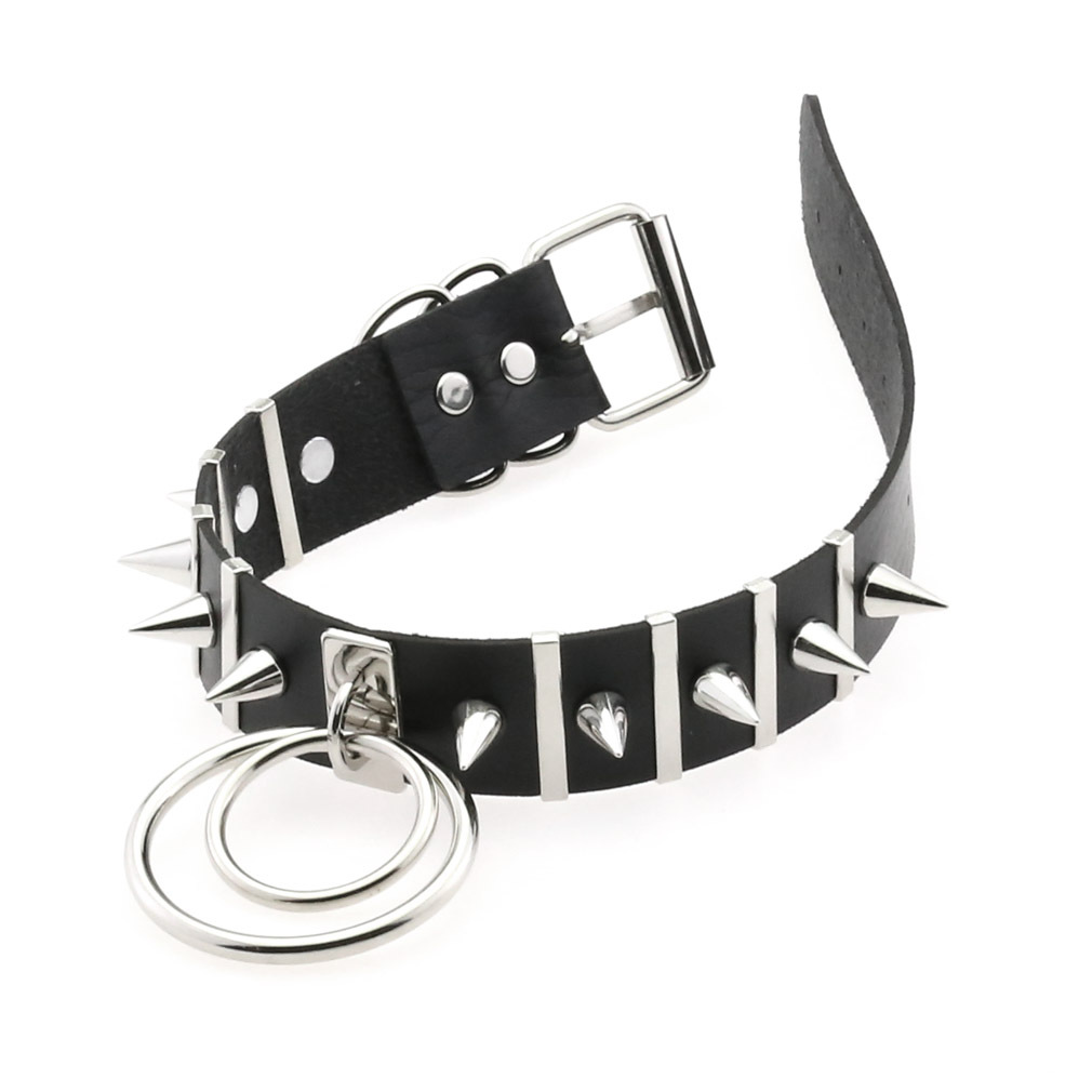 Big Spikes Choker Leather Coll - Women'S Emo Accessories recension och pris